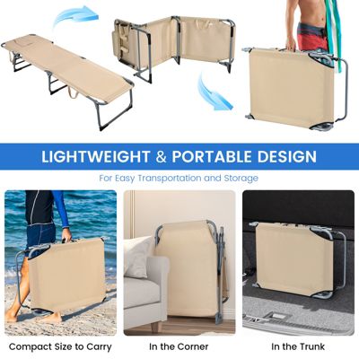 Folding Chaise Lounge Chair with Face Hole for Beach