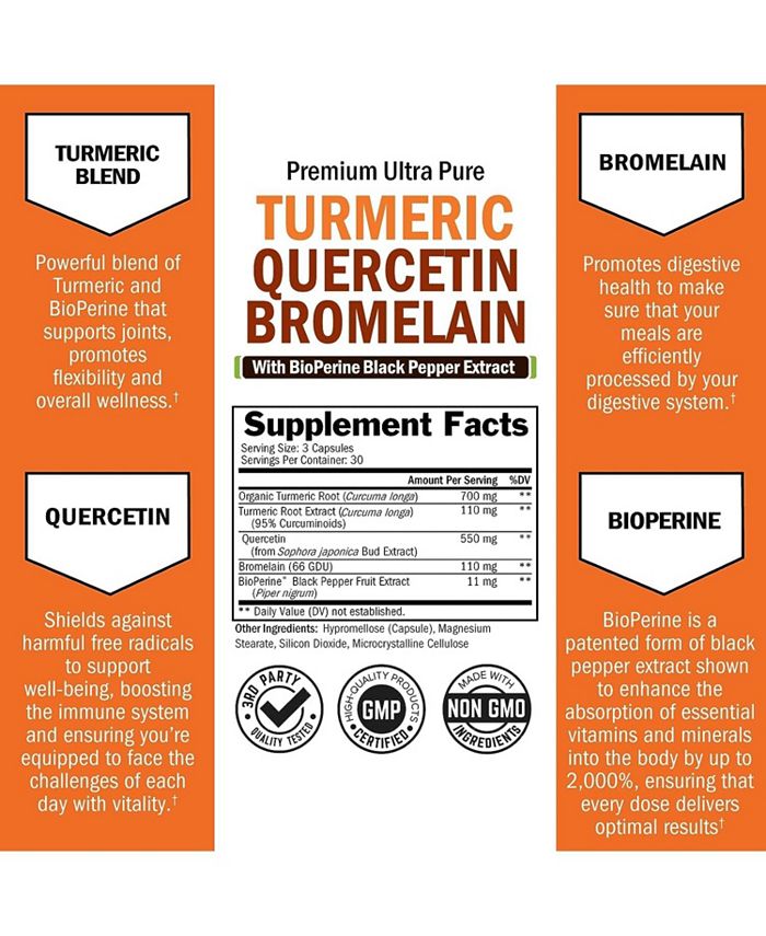 BioSchwartz Turmeric Curcumin with BioPerine, Quercetin, Bromelain