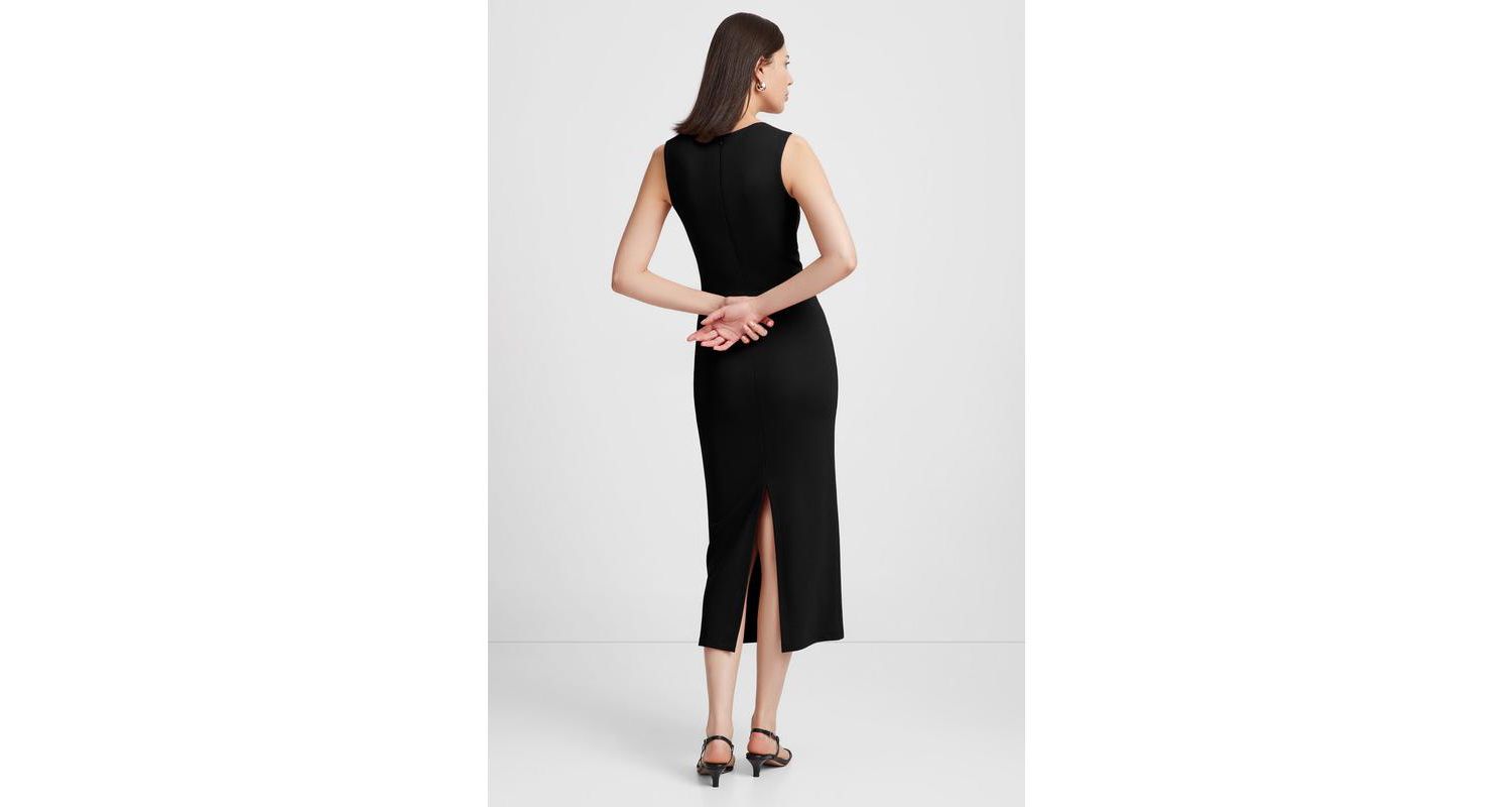 Women's Kristin Sleeveless Sweetheart-Neck Back-Slit Pencil Midi Dress