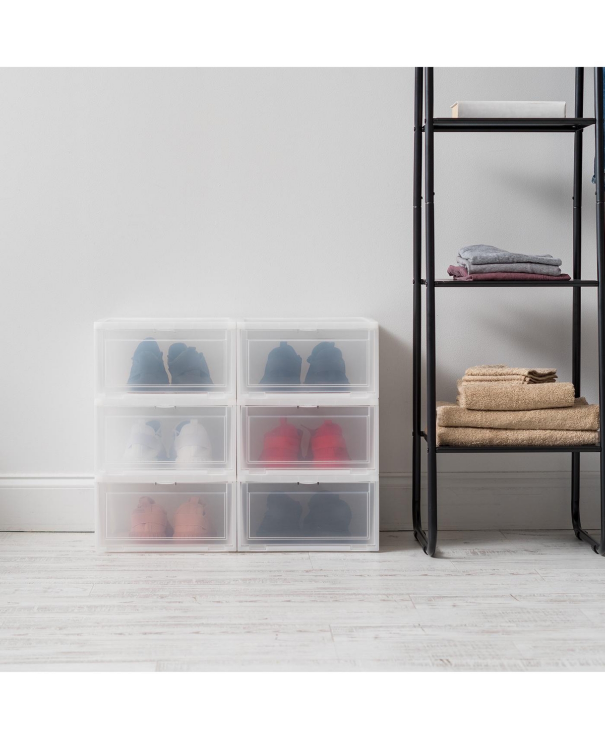 6 Pack Wide Front Entry Stackable Shoe Box