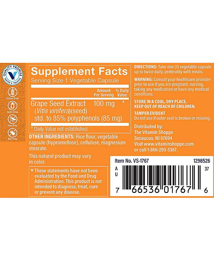 The Vitamin Shoppe Grape Seed Extract Antioxidant for Cardiovascular