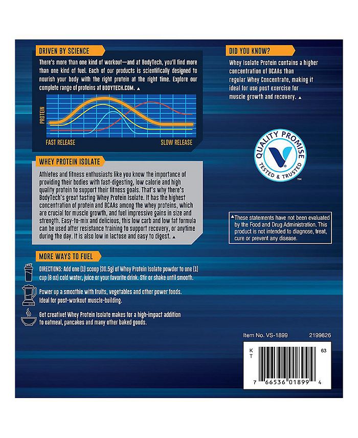 BodyTech Whey Protein Isolate Powder Cinnamon Cereal (3 lbs./44