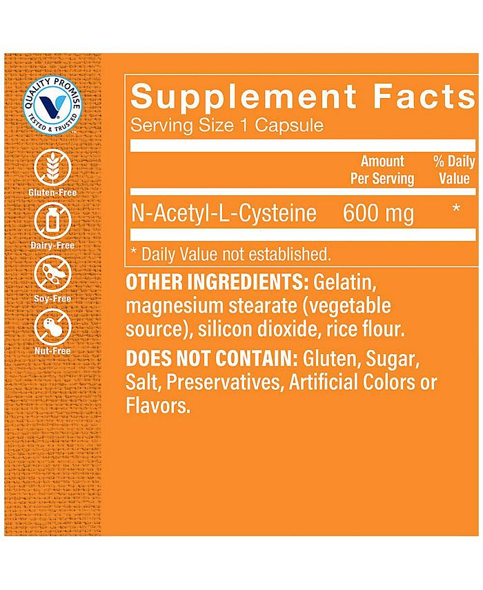 The Vitamin Shoppe NAC NAcetylLCysteine Promotes Cellular Health