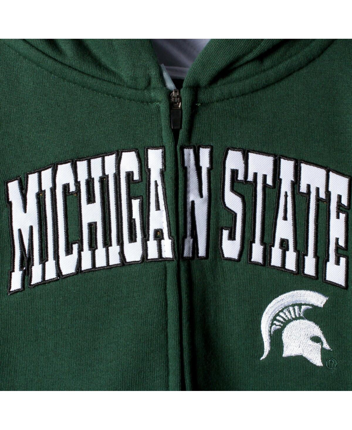 Shop Colosseum Big Boys Green Michigan State Spartans Applique Arch And Logo Full-zip Hoodie