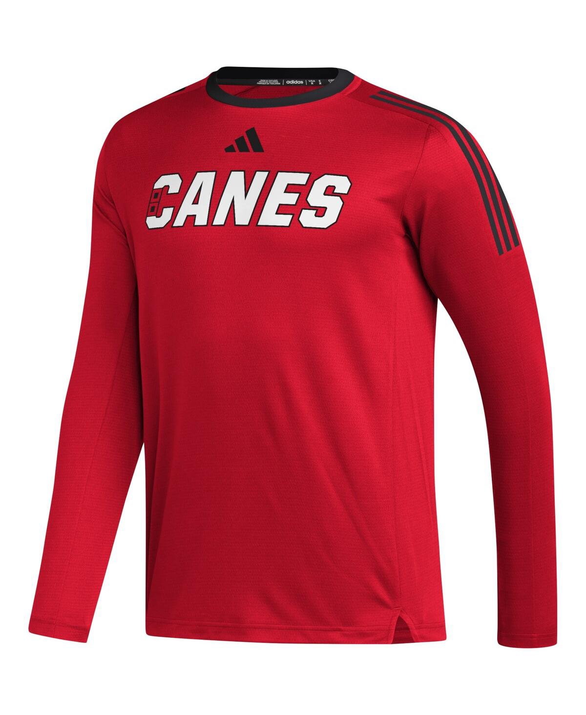 Shop Adidas Originals Men's Adidas Red Carolina Hurricanes Aeroready Long Sleeve T-shirt