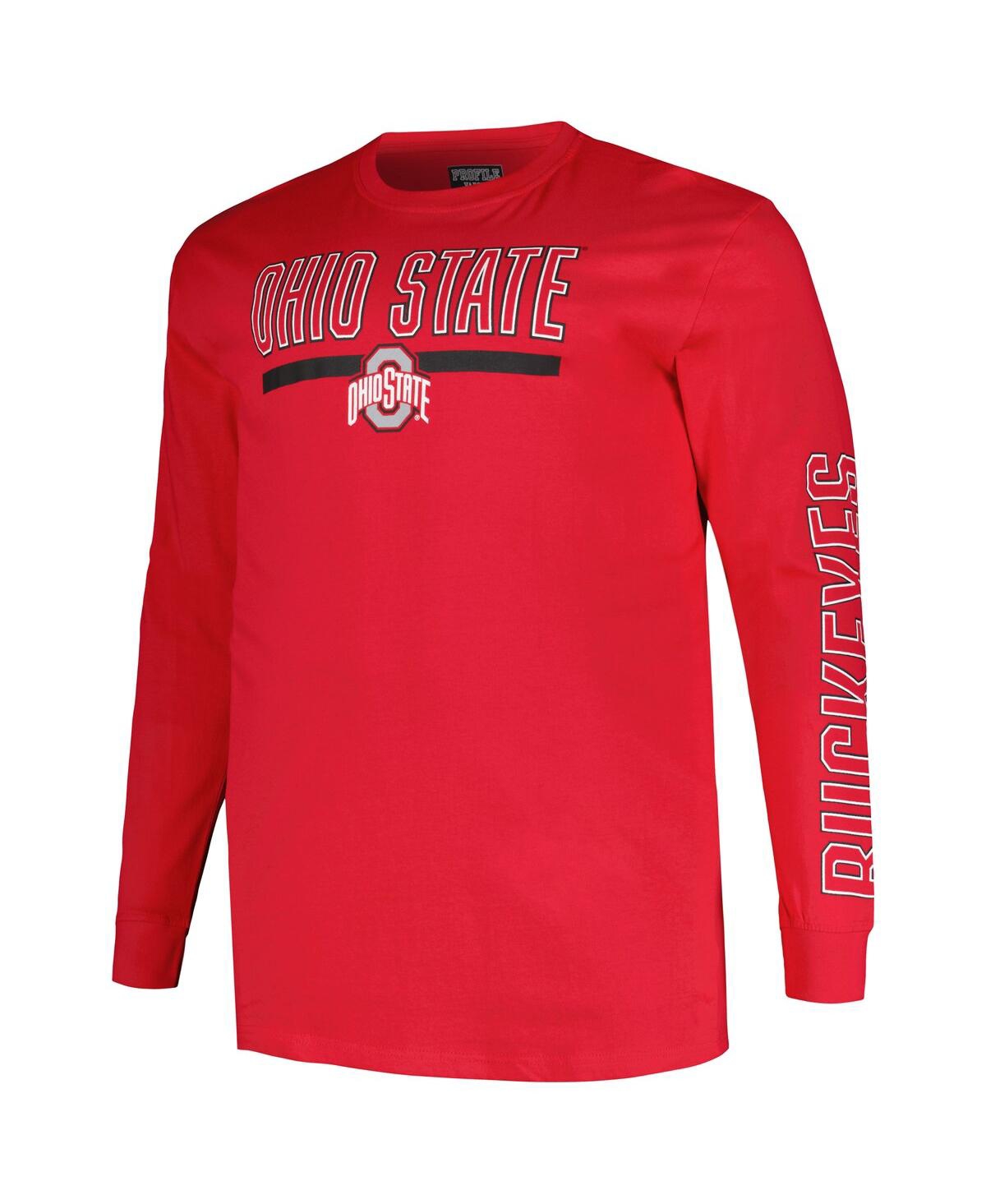 Shop Profile Men's  Scarlet Ohio State Buckeyes Big And Tall Two-hit Graphic Long Sleeve T-shirt