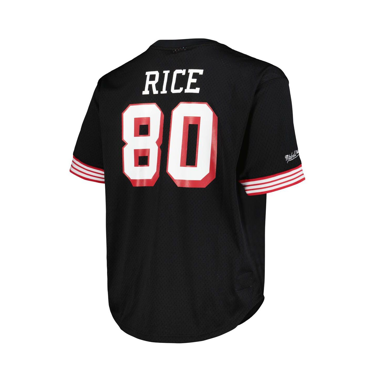 Мужской топ Mitchell & Ness Jerry Rice Black San Francisco 49ers Big and Tall Mesh Player Name and Number Top — фото 3