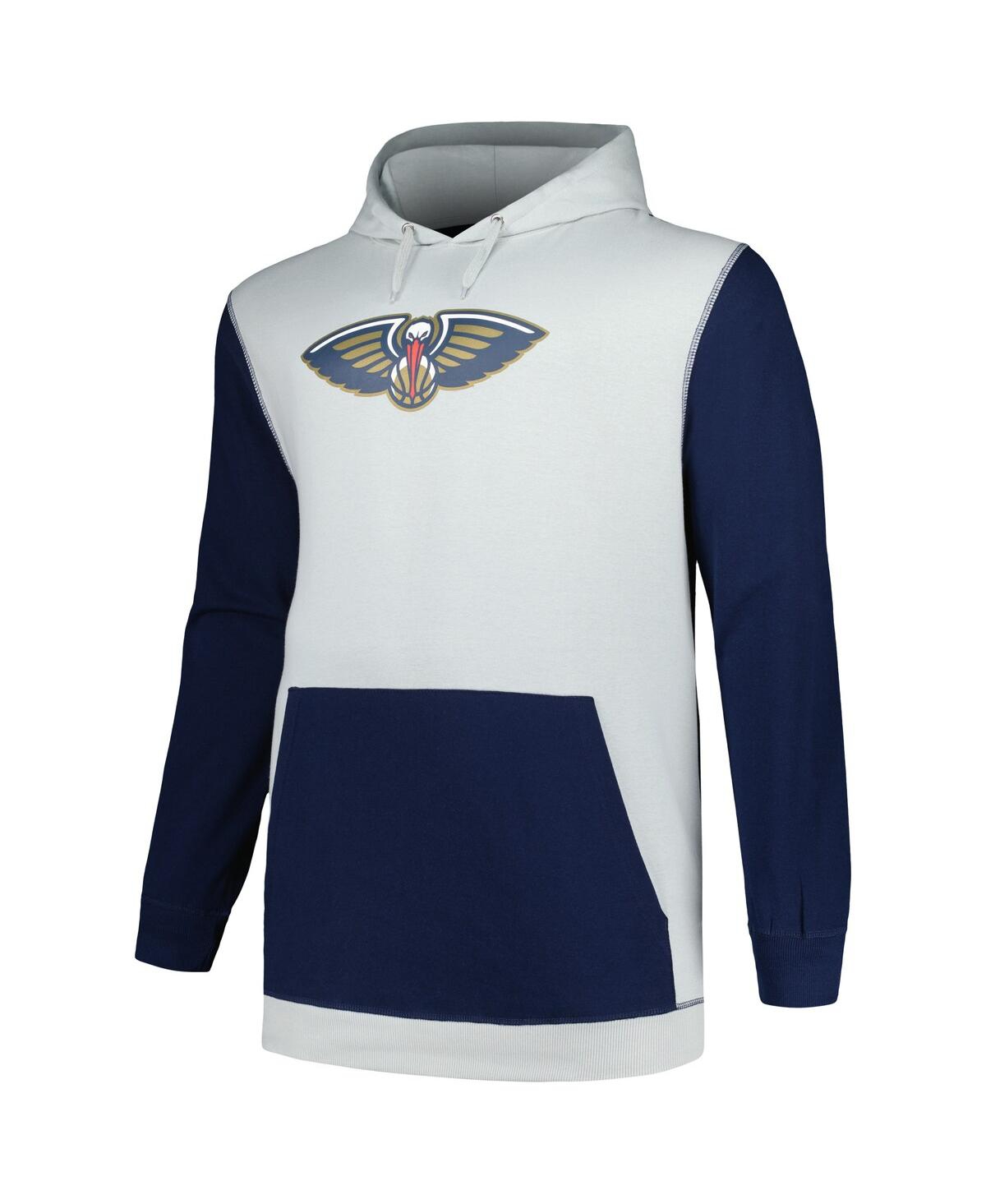 Fanatics Branded  Navy/silver New Orleans Pelicans Big & Tall Primary Arctic Pullover Hoodie In Navy,silver