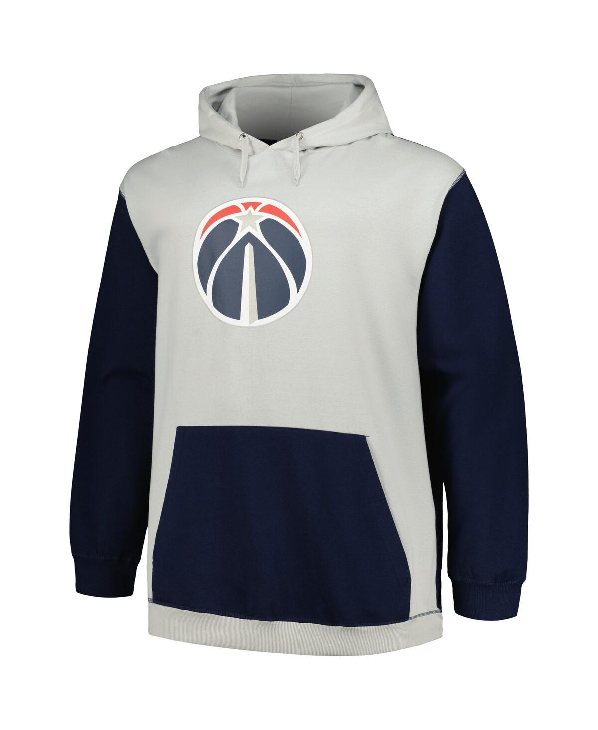Fanatics Men's  Navy, Silver Washington Wizards Big And Tall Primary Arctic Pullover Hoodie In Navy,silver