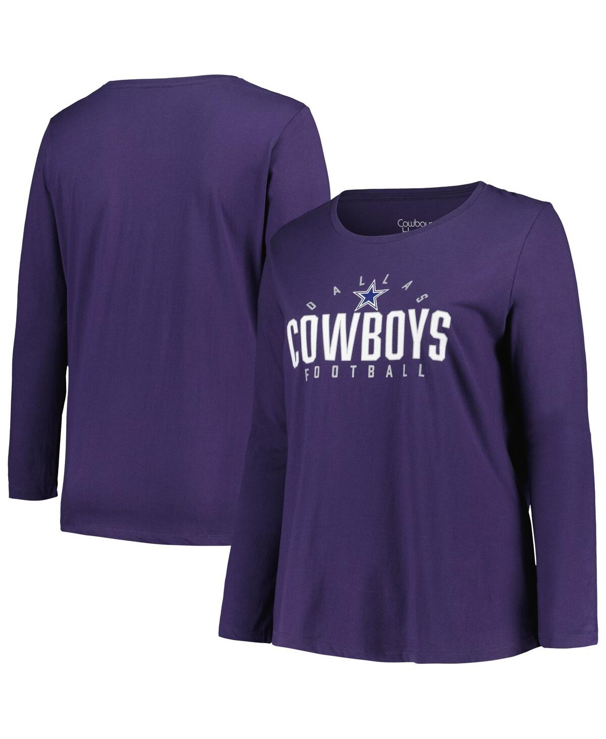 47 Brand Women's ' Navy Dallas Cowboys Plus Size Honey Cat Soa Long Sleeve T-shirt