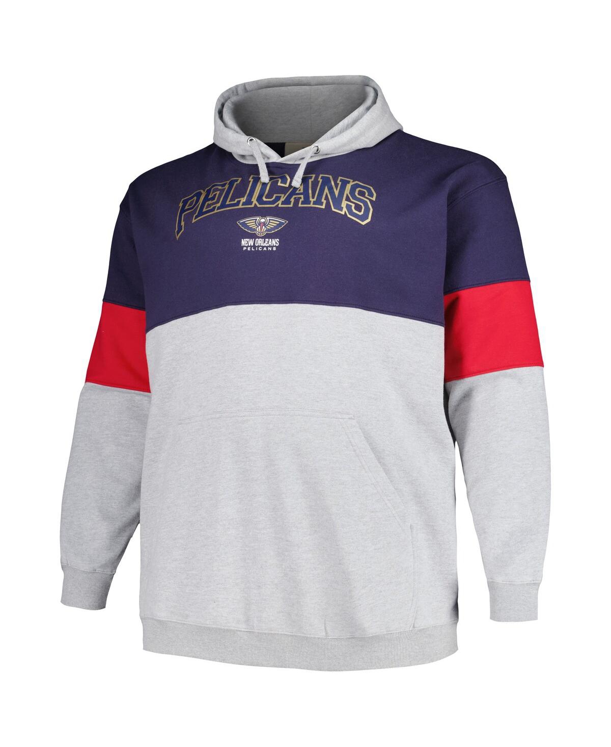 Shop Fanatics Men's  Navy, Red New Orleans Pelicans Big And Tall Pullover Hoodie In Navy,red