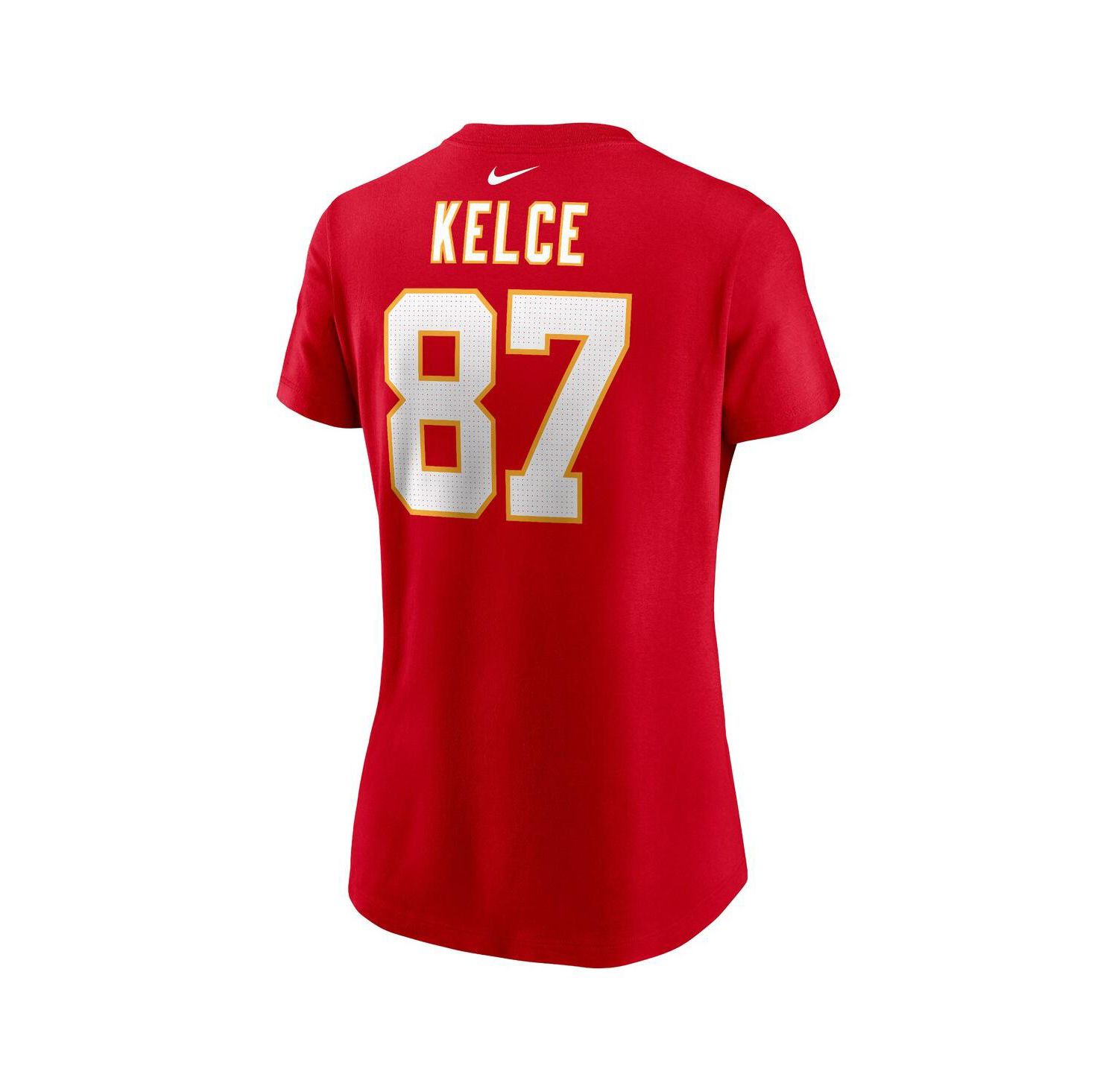 Women's Travis Kelce Red Kansas City Chiefs Player Name and Number T-shirt