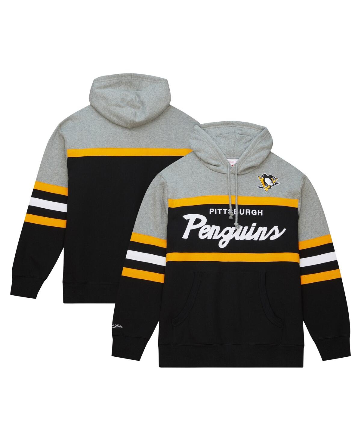 Shop Mitchell & Ness Men's  Black, Gray Pittsburgh Penguins Head Coach Pullover Hoodie In Black,gray