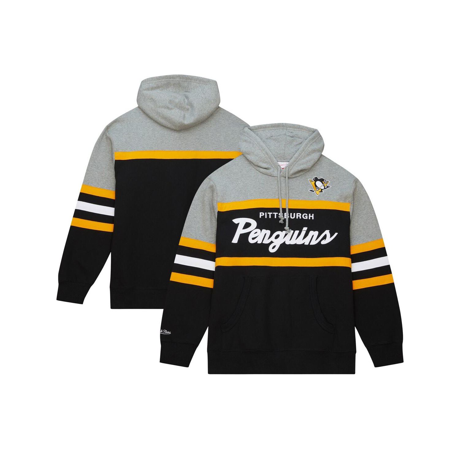 Men's Black, Gray Pittsburgh Penguins Head Coach Pullover Hoodie