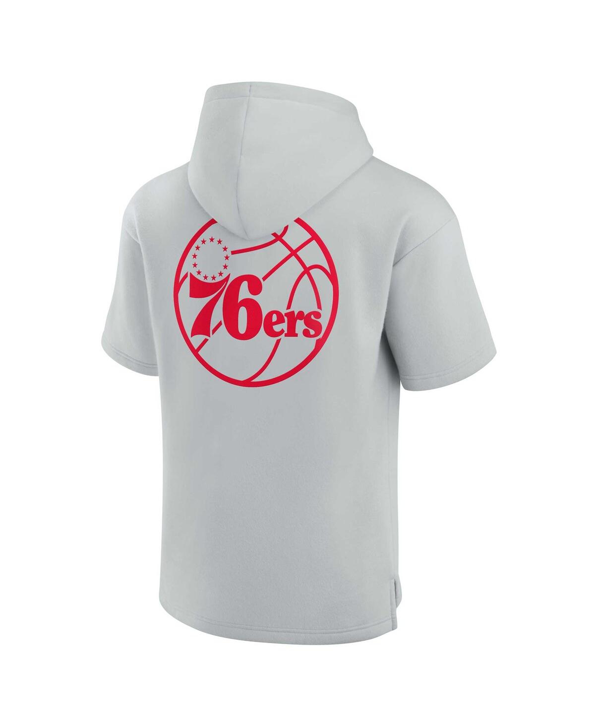 Shop Fanatics Signature Men's And Women's  Gray Philadelphia 76ers Super Soft Fleece Short Sleeve Pullover