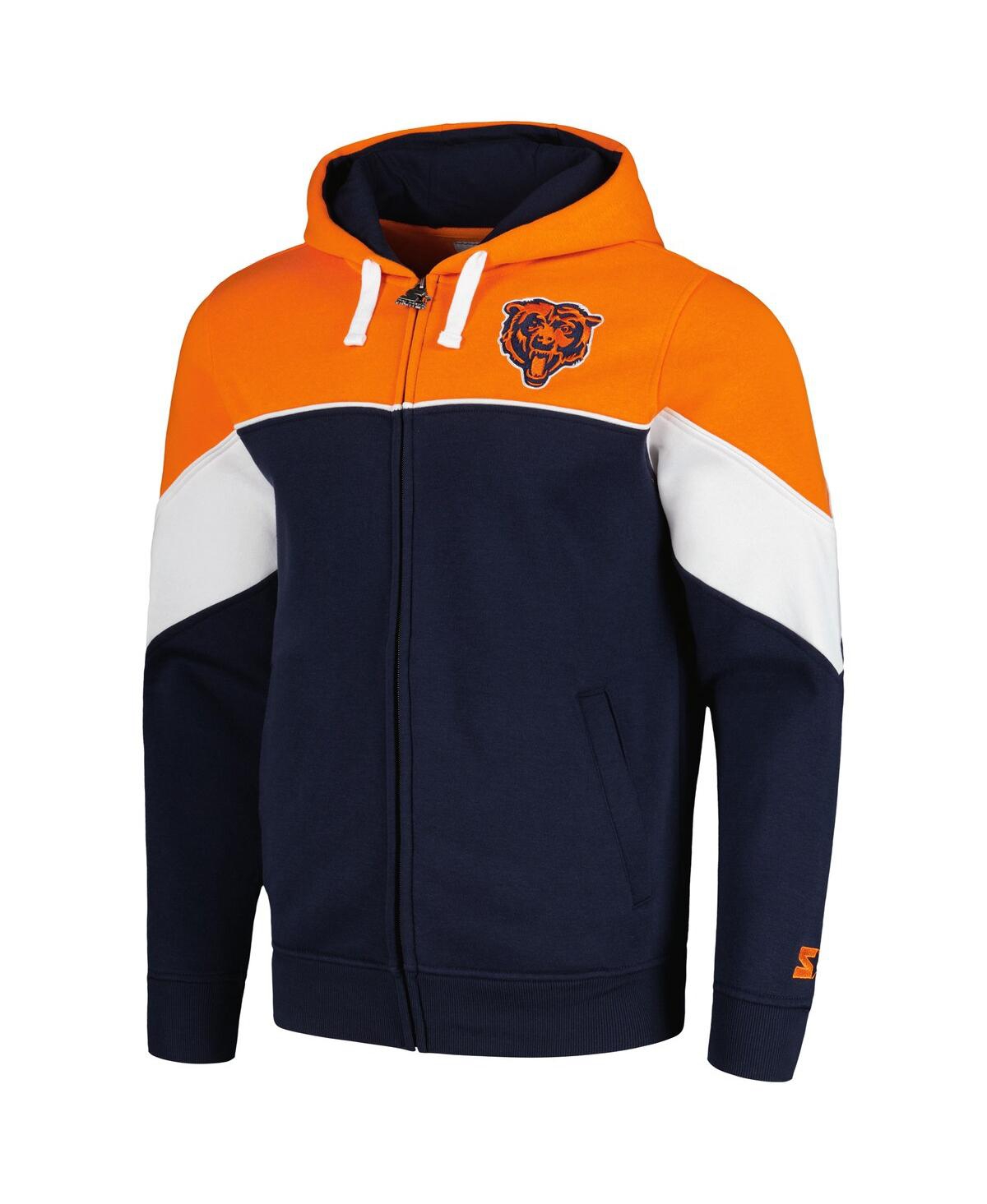 Shop Starter Men's  Navy, Orange Chicago Bears Running Back Full-zip Hoodie In Navy,orange