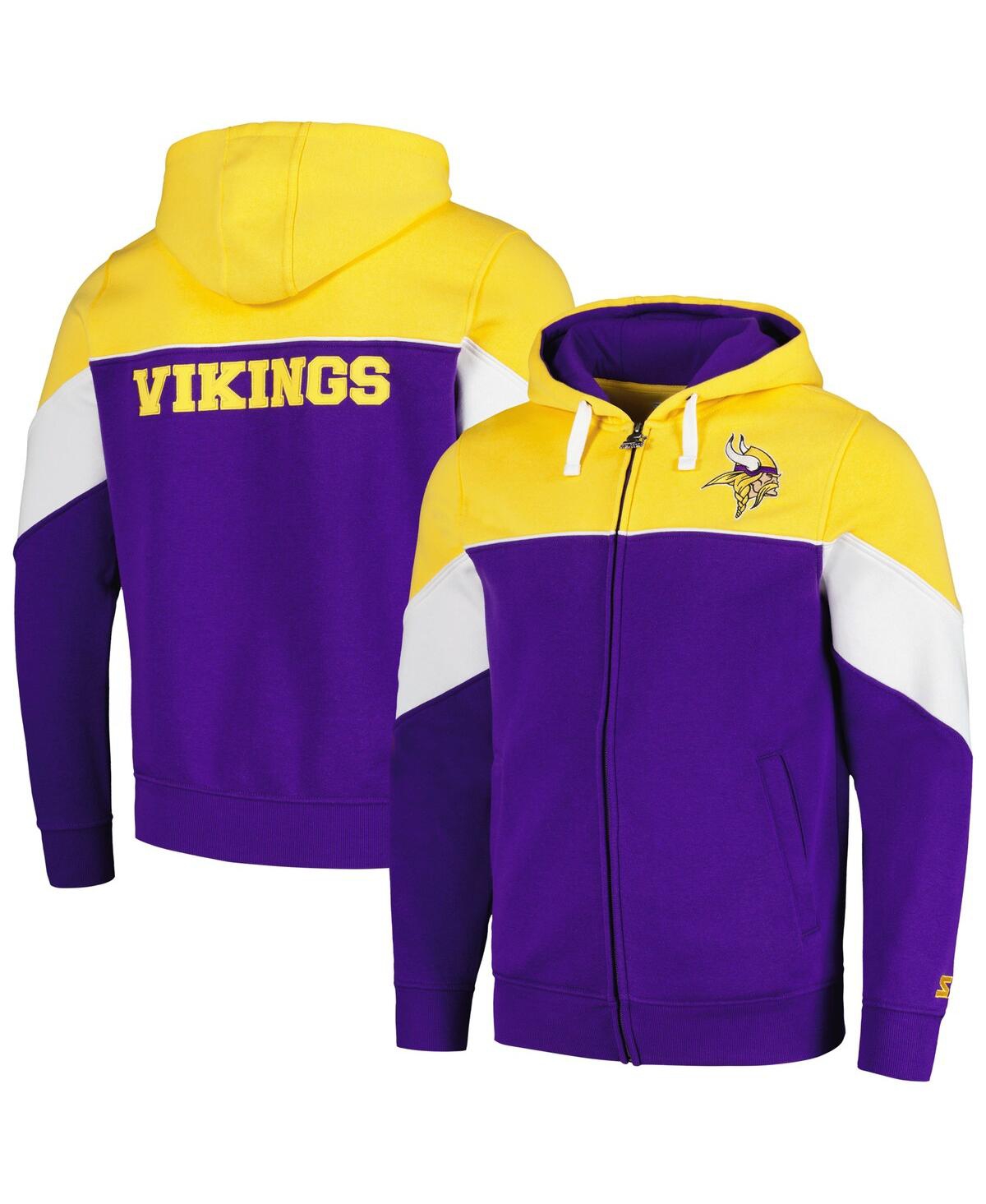 Shop Starter Men's  Purple, Gold Minnesota Vikings Running Back Full-zip Hoodie In Purple,gold