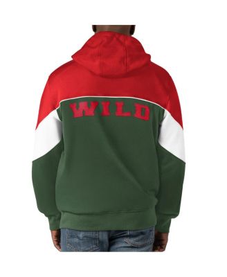 Men's Green, Red Minnesota Wild Power Forward Full-Zip Hoodie
