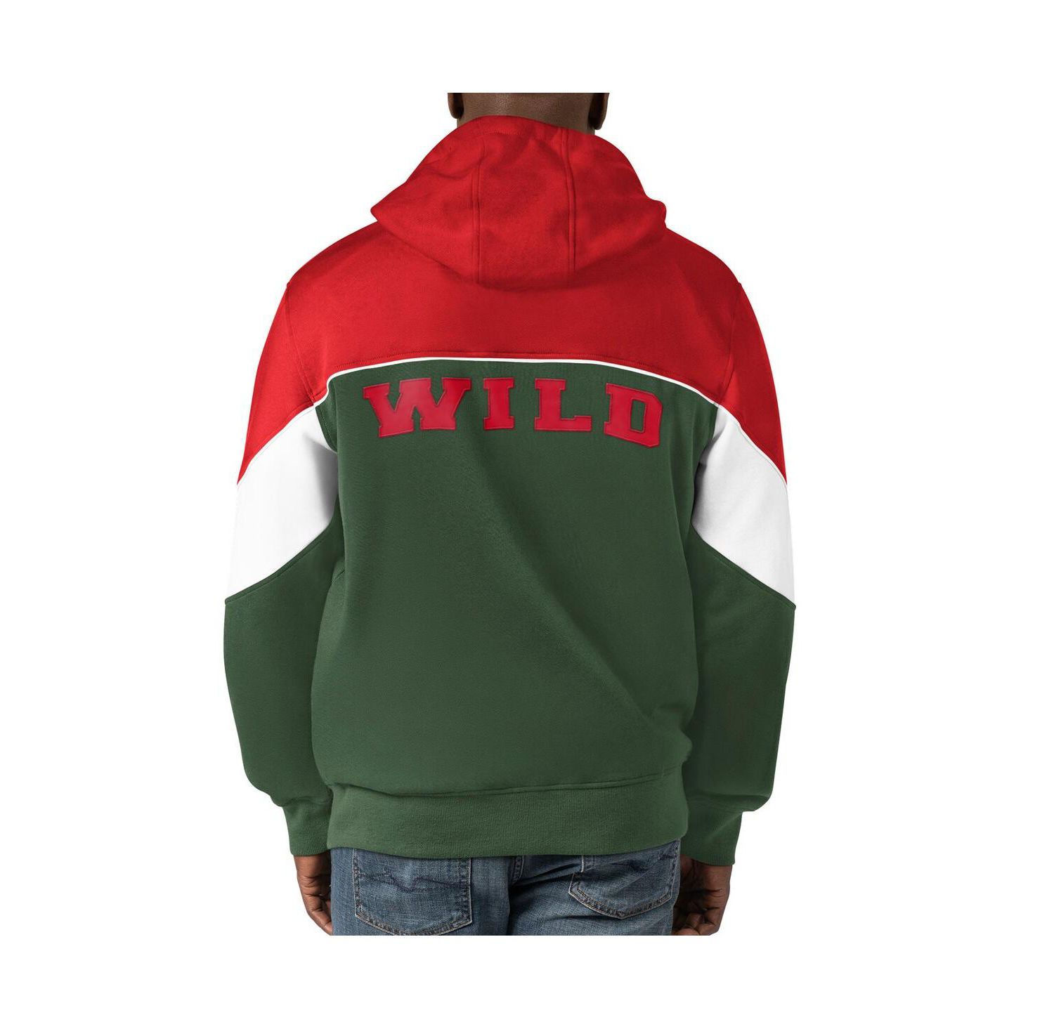 Men's Green, Red Minnesota Wild Power Forward Full-Zip Hoodie