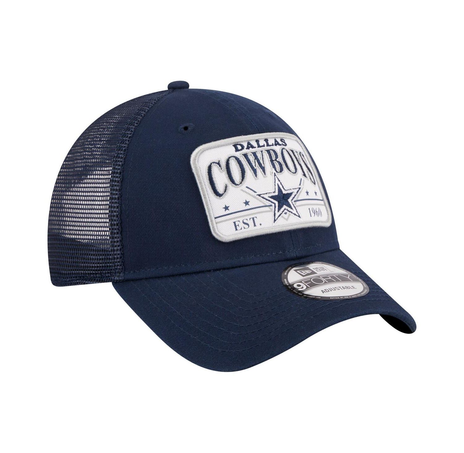 Men's Navy Dallas Cowboys Plate 9FORTY Trucker Adjustable Hat