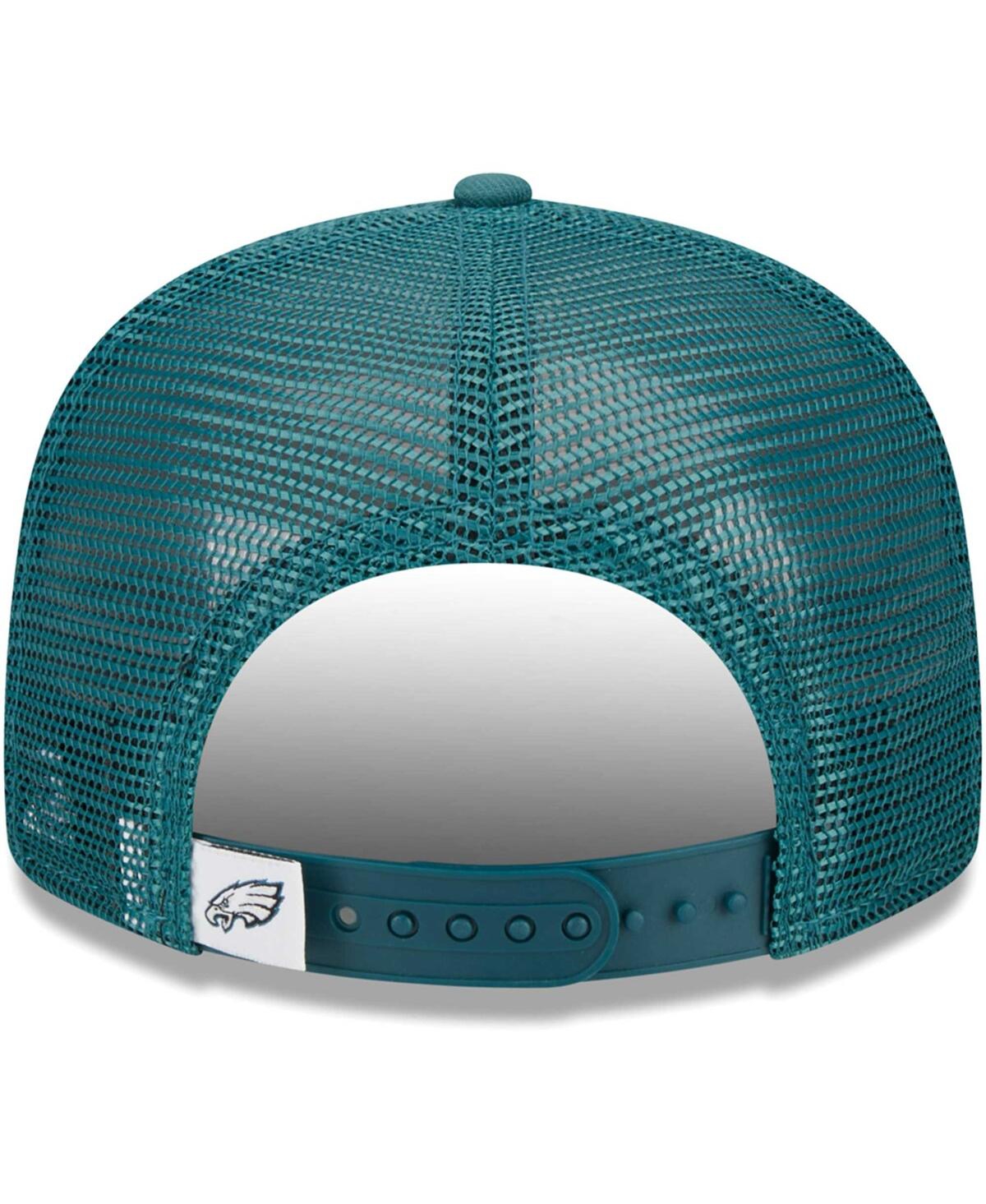 New Era Youth Boys And Girls  Midnight Green Philadelphia Eagles Main Trucker 9fifty Snapback Hat In Midnight Green