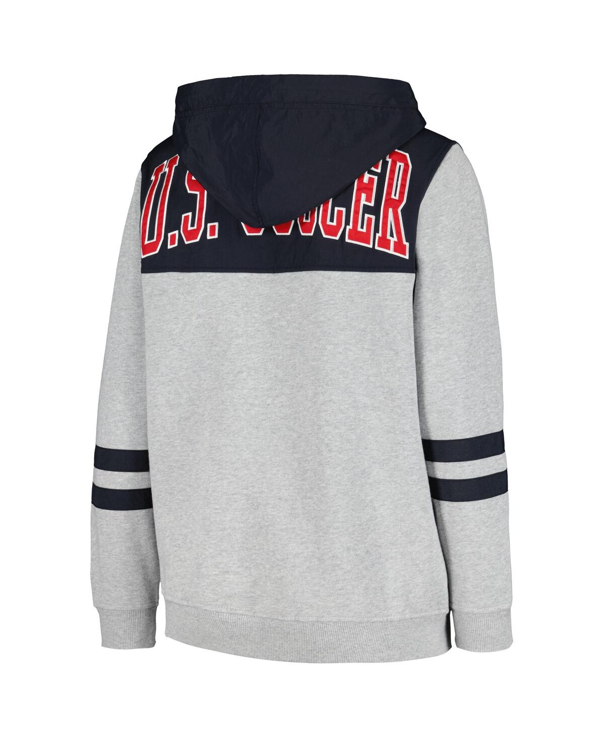 NEW ERA MEN'S 5TH & OCEAN BY NEW ERA GRAY USWNT THROWBACK FULL-ZIP HOODIE 