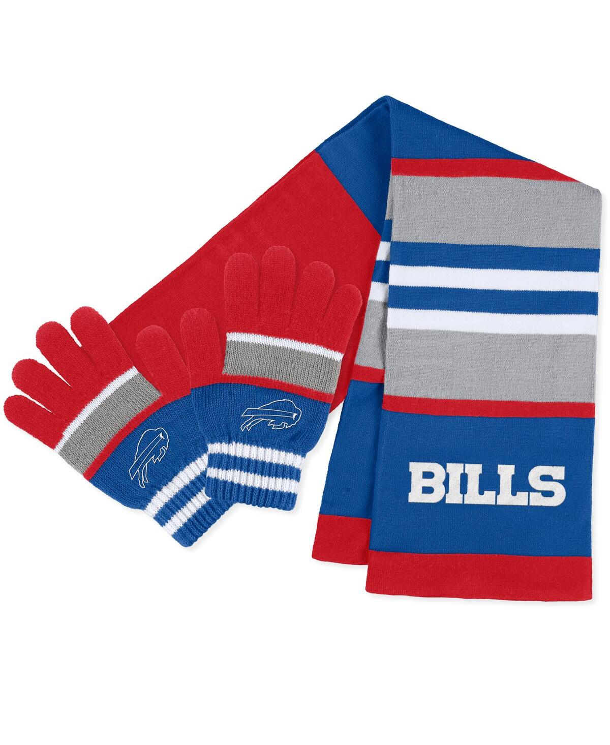 Wear By Erin Andrews Women's  Buffalo Bills Stripe Glove And Scarf Set In Multi