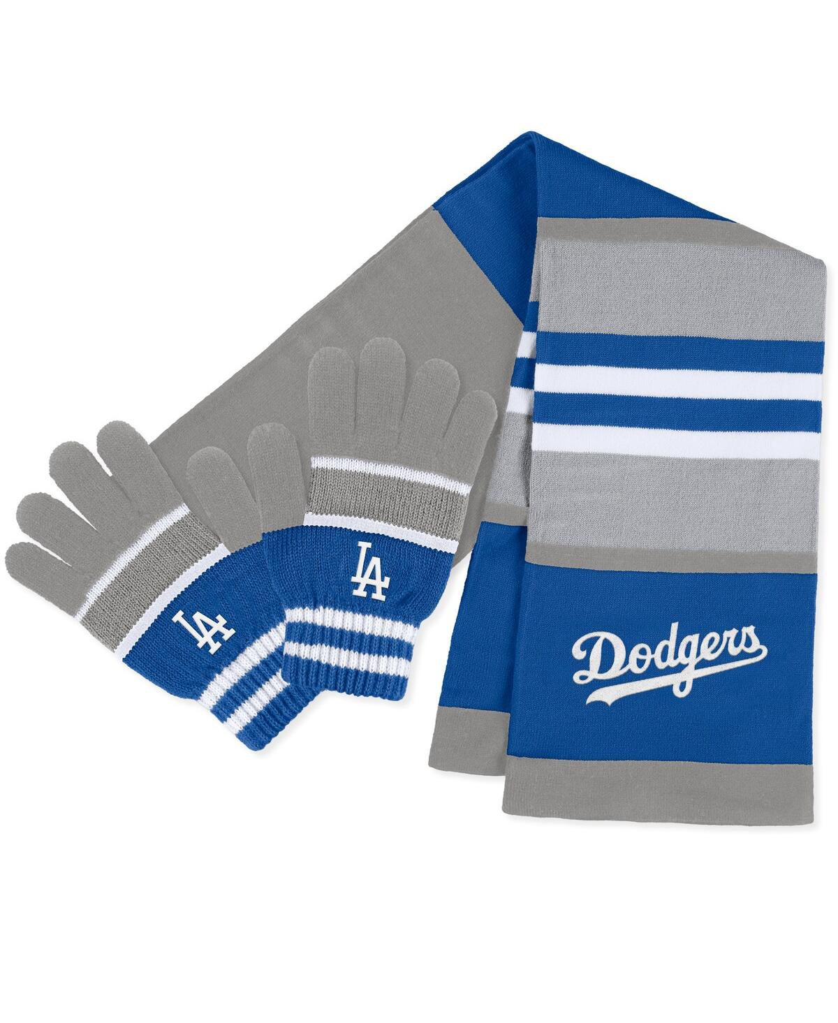 Wear By Erin Andrews Women's  Los Angeles Dodgers Stripe Glove And Scarf Set In Multi