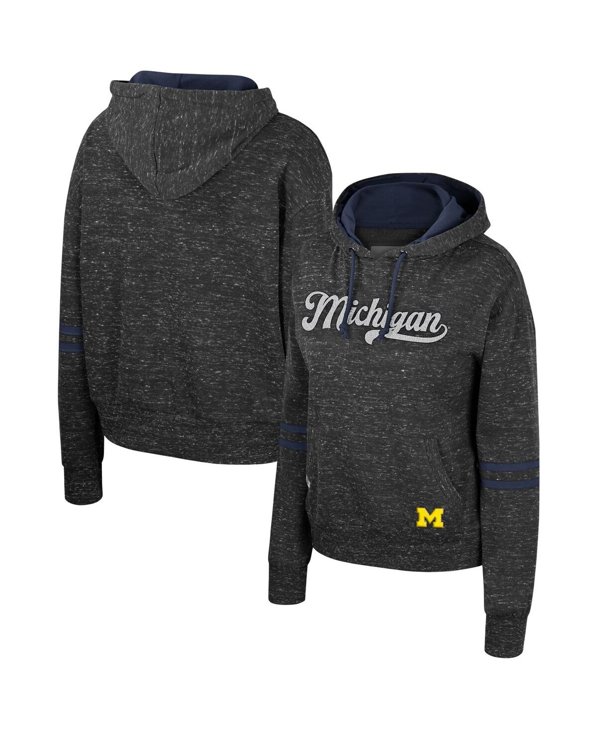 Women's Colosseum Charcoal Michigan Wolverines Catherine Speckle Pullover Hoodie - Charcoal