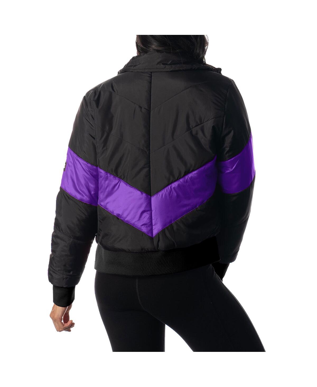Shop The Wild Collective Women's  Black Minnesota Vikings Puffer Full-zip Hoodie Jacket