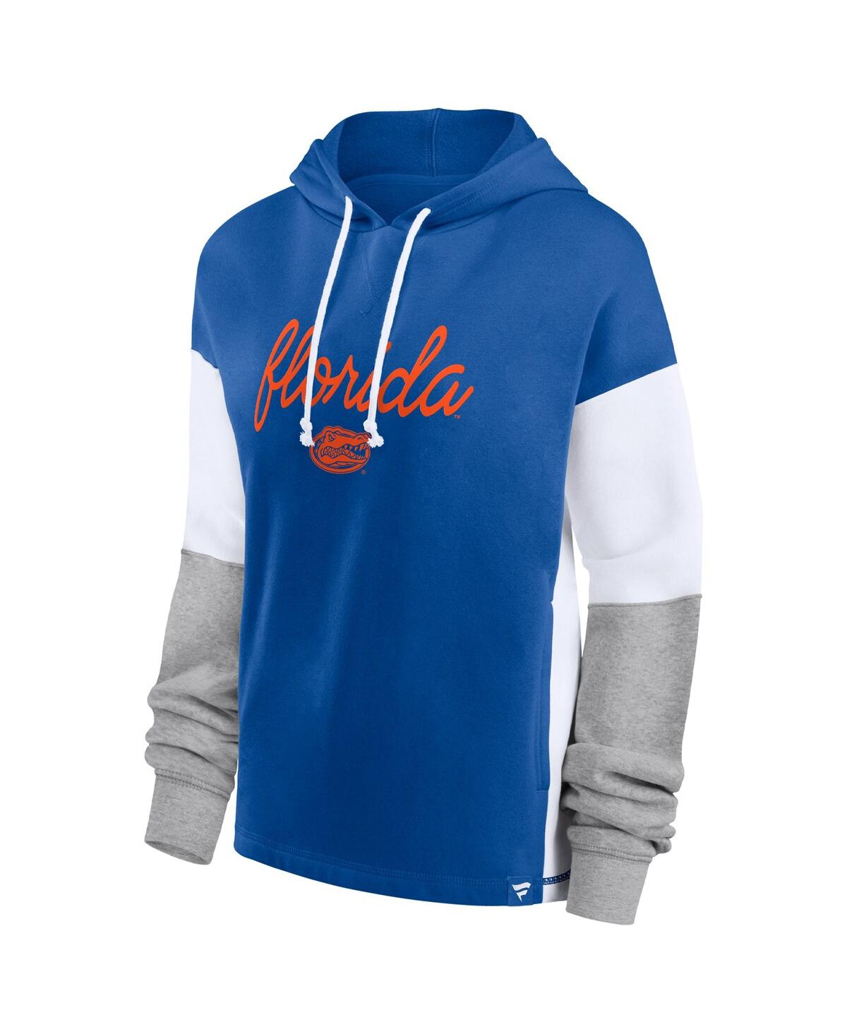 Fanatics Women's  Royal, White Florida Gators Play It Safe Colorblock Pullover Hoodie In Royal,white