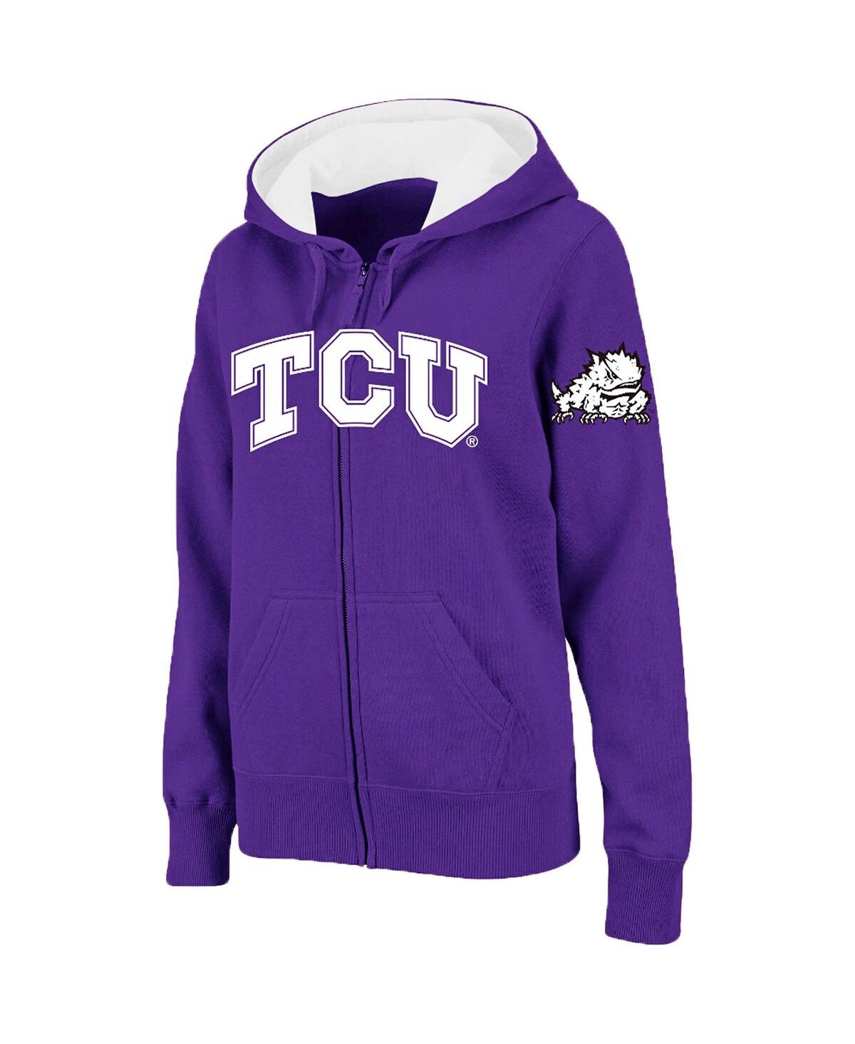 Shop Colosseum Women's  Purple Tcu Horned Frogs Arched Name Full-zip Hoodie