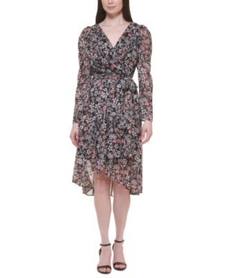Tommy Hilfiger - Women's V-Neck Belted Tulip-Hem Dress