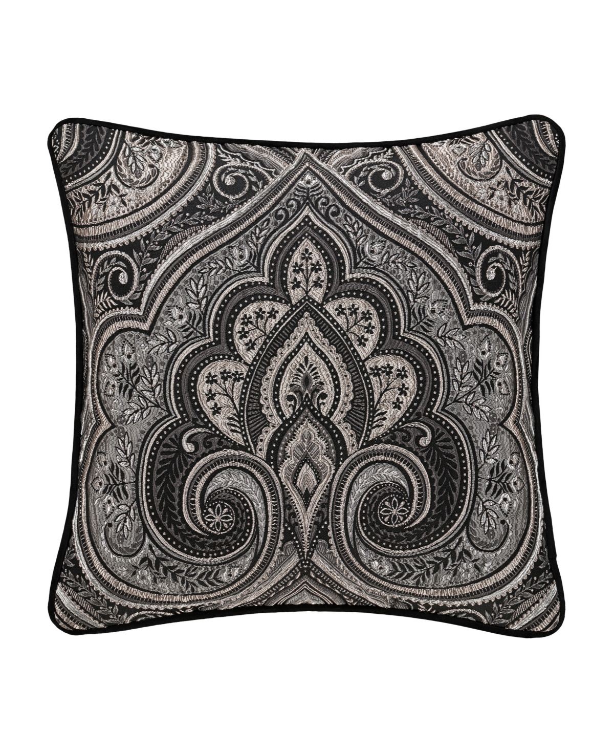 Five Queens Court Davinci Square Decorative Pillow, 20" X 20" In Black