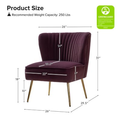 Velvet Accent Chair with Gold Metal Legs for Bedroom Guest Room Vanity