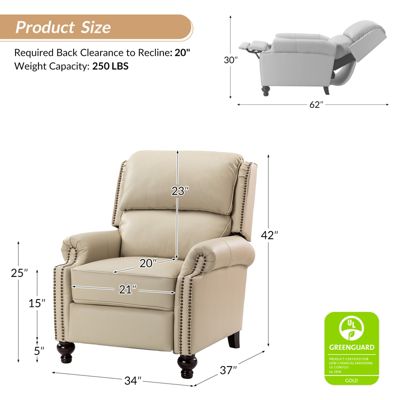 Franco Traditional Genuine Leather Manual Recliner