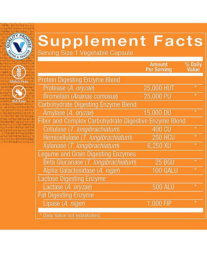 The Vitamin Shoppe Digestive Enzymes PlantBased Formula for
