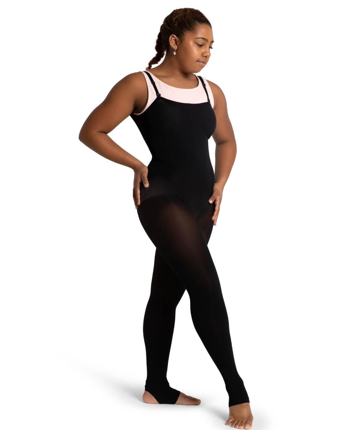Women's Plus Size Ultra Soft Stirrup Body Tight - Black