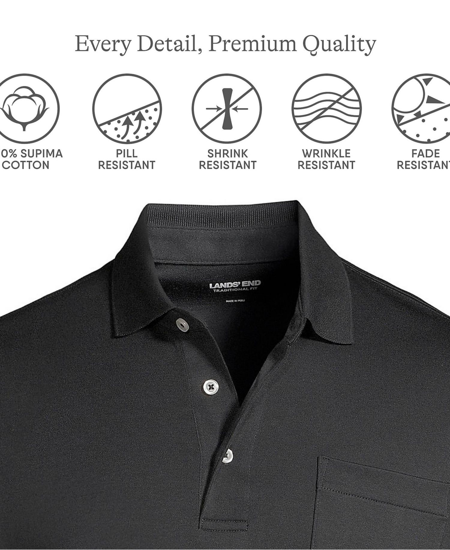 Men's Short Sleeve Cotton Supima Polo Shirt with Pocket
