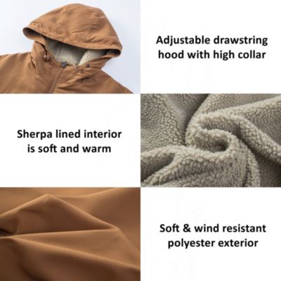 Mens Sherpa Lined Parka Hooded Winter Coat Cargo Utility Jacket