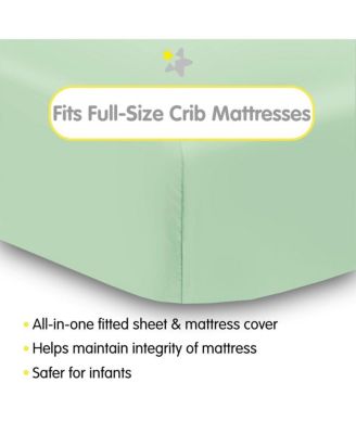All-in-One Fitted Sheet & Waterproof Cover for 52" x 28" Crib Mattress (2-Pack)