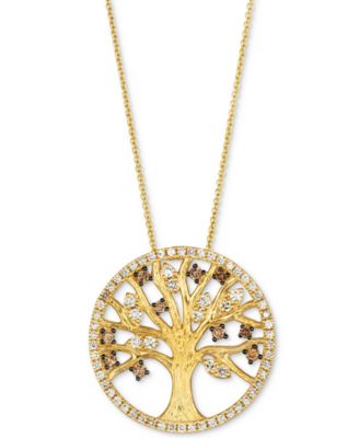 Le Vian - Chocolate Diamond & Nude Diamond Tree Adjustable 20" Pendant Necklace (3/4 ct. t.w.) in 14k Gold