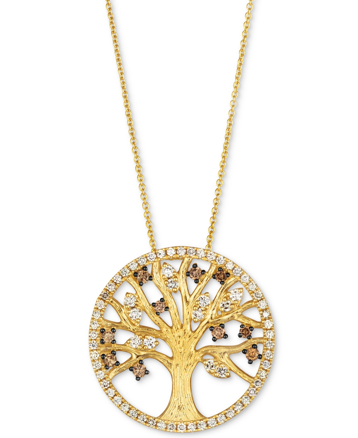 Le Vian Chocolate Diamond & Nude Diamond Tree Adjustable 20" Pendant Necklace (3/4 Ct. T.w.) In 14k Gold In K Honey Gold Pendant