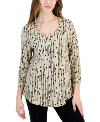 JM Collection Petite Printed 3 4 Sleeve Rayon Span Top Created for Macy s Macy s