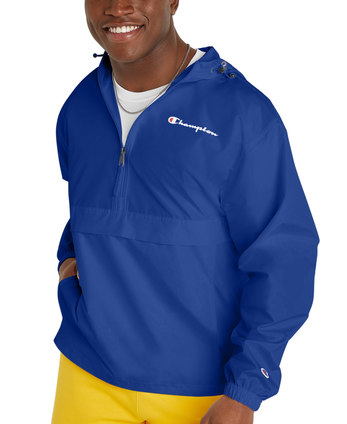Champion Men's Packable Half-Zip Hooded Water-Resistant Jacket