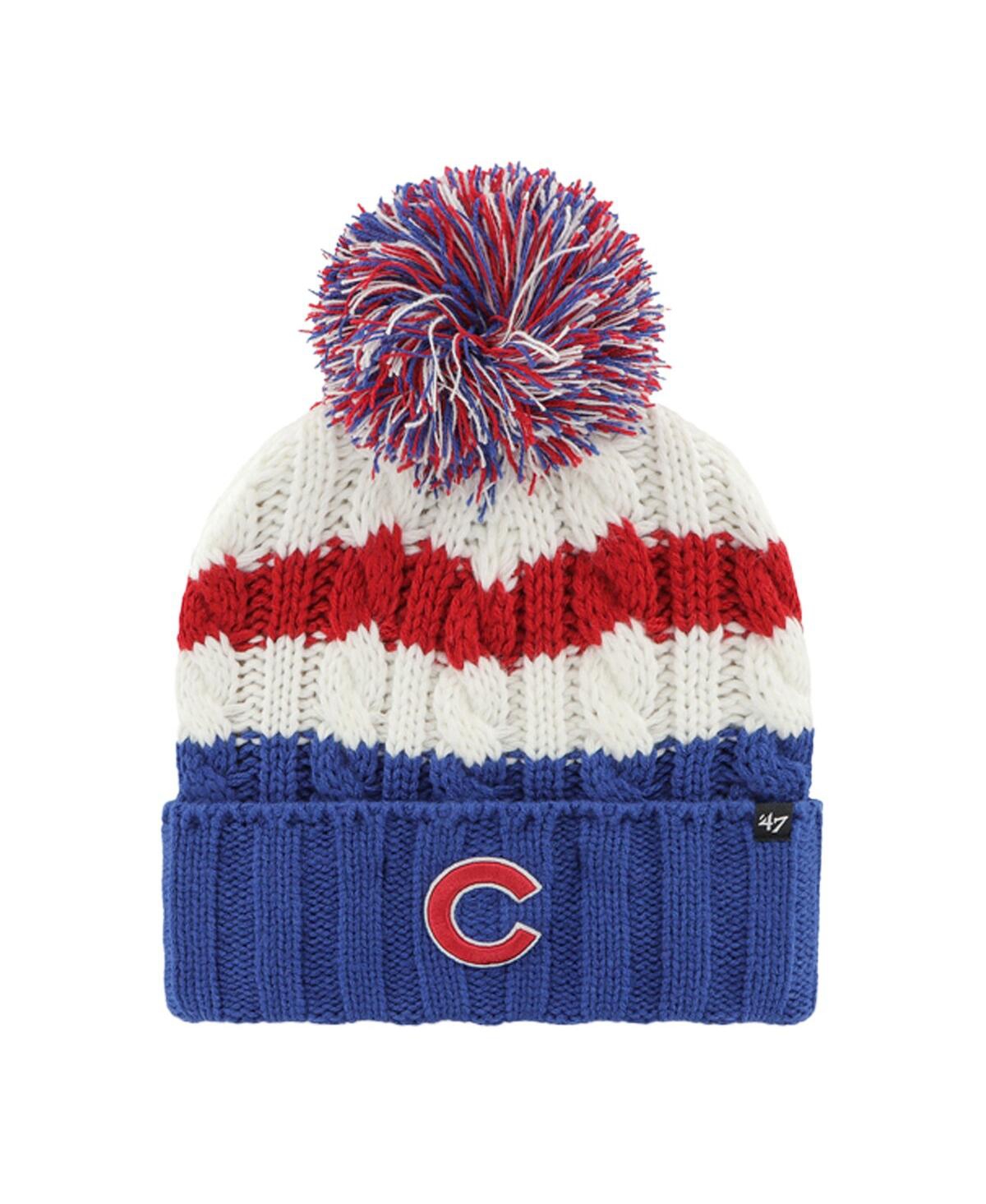 47 Brand Women's ' White, Royal Chicago Cubs Ashfield Cuffed Knit Hat With Pom In Multi