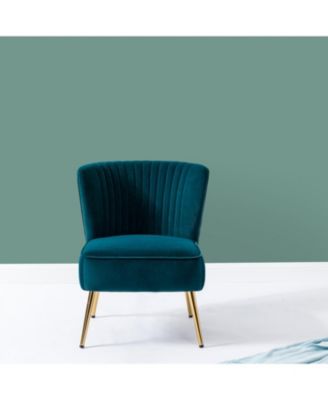 Velvet Accent Chair with Gold Metal Legs for Bedroom Guest Room Vanity