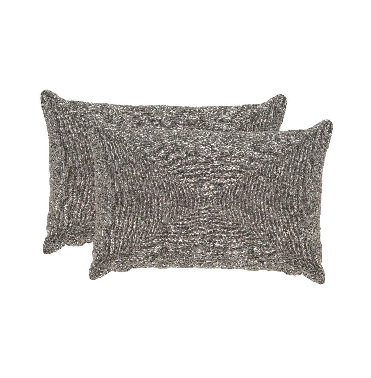 Safavieh Glitter 12" X 18" Pillow (set Of 2) In Sparkling Silver