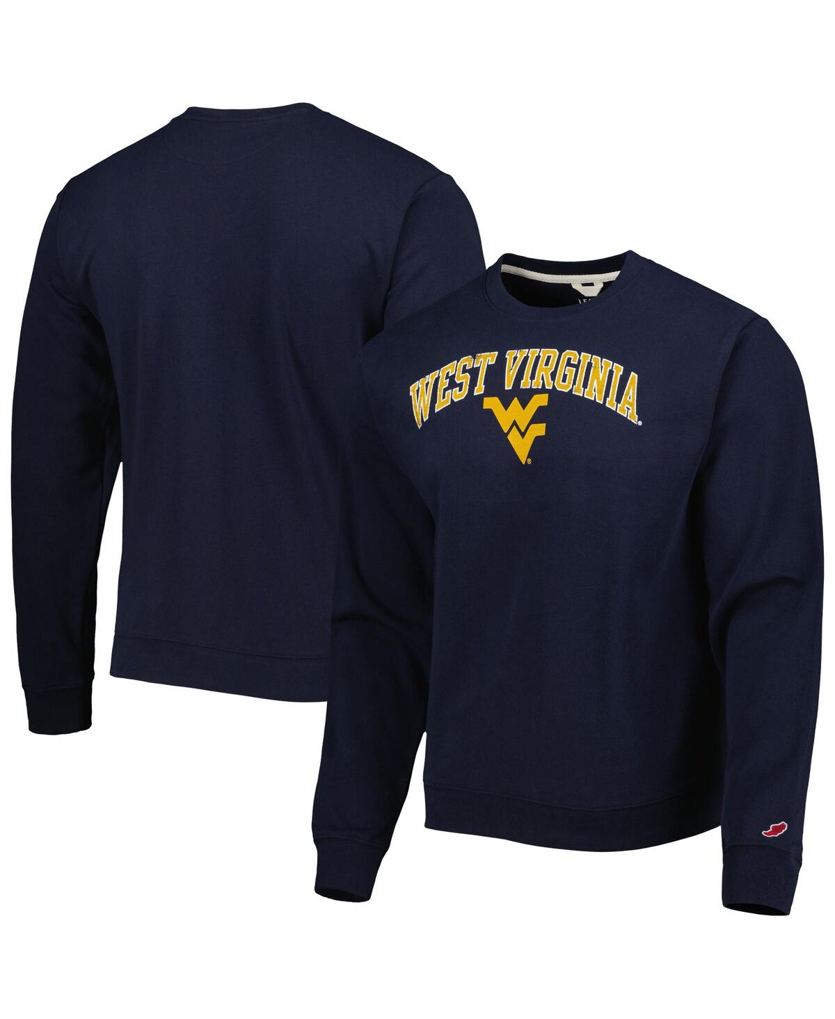 Men's League Collegiate Wear Navy Distressed West Virginia Mountaineers 1965 Arch Essential Lightweight Pullover Sweatshirt - Navy