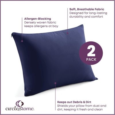 100% Cotton King Size Pillow Protector with Zipper  - (2 Pack)